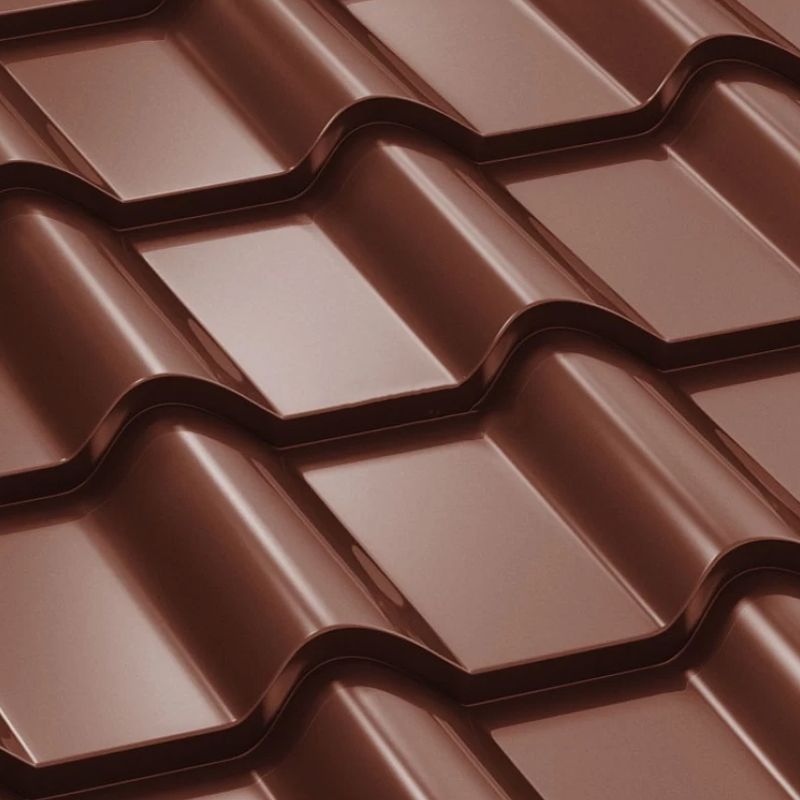 Bilka Balcanic 8017 metal roof tiles, glossy, 0.45 mm, 1.18x1.17 m