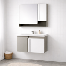 КОМПЛЕКТ ДОЛЕН ШКАФ ЗА БАНЯ - 80/50СМ СТЕНЕН, С ОГЛЕДАЛЕН ГОРЕН ШКАФ