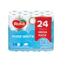 ТОАЛЕТНА ХАРТИЯ RUTA PURE WHITE 24БР/3ПЛ