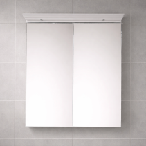 ГОРЕН ШКАФ ЗА БАНЯ ЖАСМИНА-PVC С ОГЛЕДАЛО С ОСВЕТЛЕНИЕ, 55/15/65 СМ