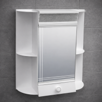 ГОРЕН ШКАФ ЗА БАНЯ - PVC, С ОГЛЕДАЛО С ОСВЕТЛЕНИЕ, 40/13/50 СМ
