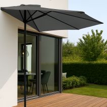 ЧАДЪР ГРАДИНСКА Ф270 СМ ПОЛУКРЪГ АЛУМИНИЕВ ТЪМНО СИВ