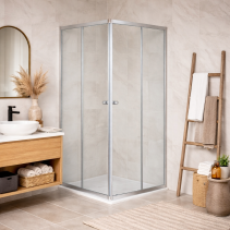 КВАДРАТНА ДУШ КАБИНА 90/90 СМ С КОРИТО