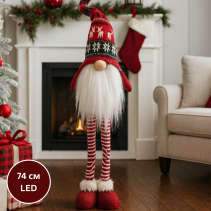 ФИГУРА КОЛЕДНА ЩАСТЛИВКО 74СМ LED ЧЕРВ