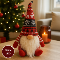 ФИГУРА КОЛЕДНА ЩАСТЛИВКО 23СМ LED ЧЕРВ