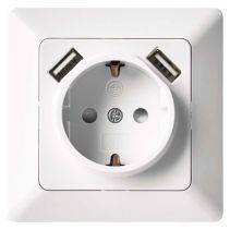 КОНТАКТ С 2 USB 2.1А БЯЛ ЕМОS