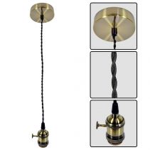 ПЕНДЕЛ С ТЕКСТ.КАБЕЛ E27 Ф10X98 АНТ ЗЛАТ