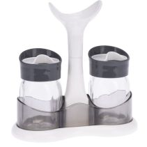 СОЛНИЦА СТЪКЛО 2БР НА СТОЙКА BLACK/WHITE