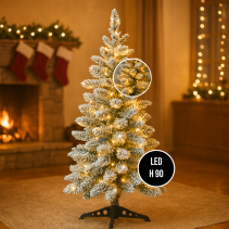 ЕЛХА ЗАСНЕЖЕНА 90СМ 60 LED 3AAA