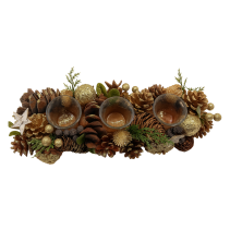 СВЕЩНИК КОЛЕДЕН ТРОЕН 38/15/8СМ ЗЛАТИСТ