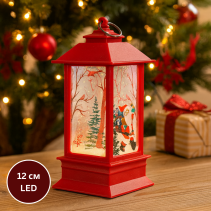 ДЕКОРАЦИЯ КОЛЕДНА 12СМ ФЕНЕР ЧЕРВЕН