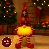 ДЕКОРАЦИЯ КОЛЕДНА 33СМ СВЕТЕЩА ЧЕРВЕНА