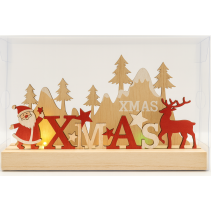 ДЕКОРАЦИЯ ДЪРВЕНА XMAS 3LED 22/13СМ