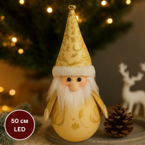 ФИГУРА ДЯДО КОЛЕДА LED ЗЛАТИСТ 50/18 СМ