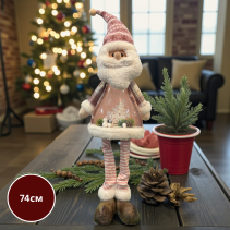 ДЯДО КОЛЕДА 74СМ/12LED 3ААА РОЗОВ