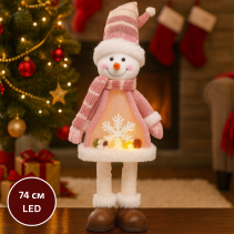 ФИГУРА СНЕЖКО 74СМ 12LED/3ААА/РОЗОВ