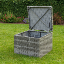 ТАБУРЕТКА РАТАН ЗА СЪХРАНЕНИЕ 40/40/41СМ СИВА