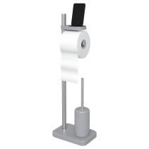 ДЪРЖАЧ ЗА ТОАЛЕТНА ХАРТИЯ+ЧЕТКА СИВ СТОЯЩ