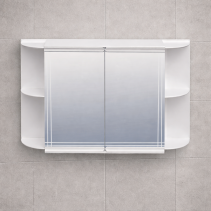 ГОРЕН ШКАФ ЗА БАНЯ - PVC, С ОГЛЕДАЛО БЕЗ ОСВЕТЛЕНИЕ, 60/13/36 СМ