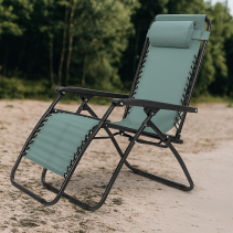 ШЕЗЛОНГ ТЕКСТИЛ 66/160/110СМ ЗЕЛЕН