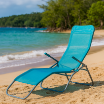 ШЕЗЛОНГ СГЪВАЕМ 140/60/96 СМ ТЕКСТИЛ И МЕТАЛ ТЮРКОАЗ/ЗЕЛЕН