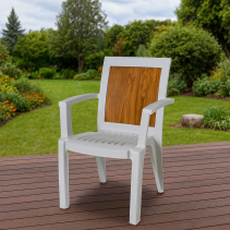 ГРАДИНСКИ СТОЛ MELISA С ПОДЛАКЪТНИЦИ PVC 59/59/87 СМ БЯЛ С ДЕКОР