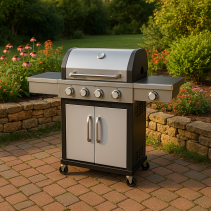 МЕТАЛНО БАРБЕКЮ НА ГАЗ С КОЛЕЛА TRITON Д140/Ш57/В120