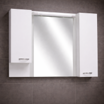 ГОРЕН ШКАФ ЗА БАНЯ ФРЕЗИЯ - PVC, С ОГЛЕДАЛО С ОСВЕТЛЕНИЕ, 100/15/70 СМ