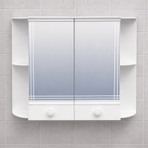 ГОРЕН ШКАФ ЗА БАНЯ - PVC, С ОГЛЕДАЛО БЕЗ ОСВЕТЛЕНИЕ, 60/13/42 СМ