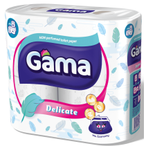 ТОАЛЕТНА ХАРТИЯ GAMA DELICATE 4 БОЯ 3 ПЛАСТА БЯЛ