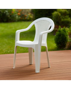 ГРАДИНСКИ СТОЛ MEGA С ПОДЛАКЪТНИЦИ PVC 56/42/78 СМ БЯЛ