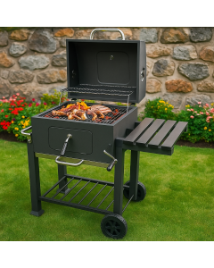 МЕТАЛНО БАРБЕКЮ НА ВЪГЛИЩА С КОЛЕЛА SMOKER Д115/Ш67/В107.5