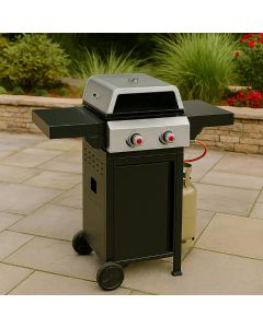 МЕТАЛНО БАРБЕКЮ НА ГАЗ С КОЛЕЛА И ПЕЩ CALIANO 2 Д105/Ш58/В98