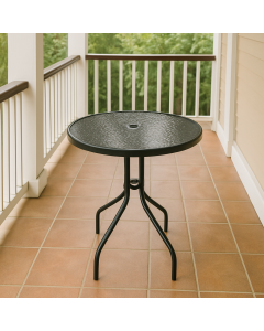 ГРАДИНСКА МАСА, Ф60/70 СМ МЕТАЛ СЪС СТЪКЛО ЧЕРНА