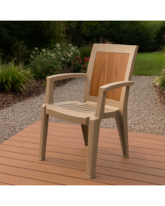 ГРАДИНСКИ СТОЛ MELISA С ПОДЛАКЪТНИЦИ PVC 59/59/87 СМ БЕЖ С ДЕКОР