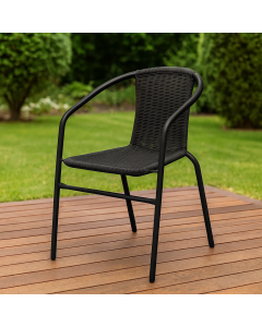 ГРАДИНСКИ СТОЛ С ПОДЛАКЪТНИЦИ 55/58/72 СМ МЕТАЛ С PVC РАТАН ЧЕРЕН