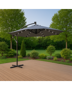 ГРАДИНСКИ ЧАДЪР ТИП БАНАН С LED ОСВЕТЛЕНИЕ Ф300/250 СМ ТЪМНО СИВ