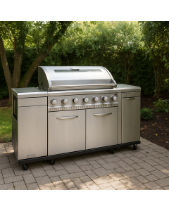 МЕТАЛНО БАРБЕКЮ НА ГАЗ С КОЛЕЛА ЗА КУХНЯ Д163/Ш56/В120