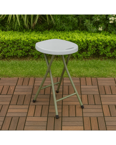 ГРАДИНСКА СГЪВАЕМА ТАБУРЕТКА CATERING 31/45 СМ PVC С МЕТАЛ БЯЛА