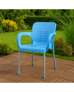 ГРАДИНСКИ СТОЛ CIGDEM С ПОДЛАКЪТНИЦИ PVC 59,5/59/81 СМ СВЕТЛО СИН