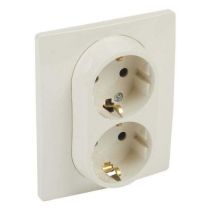 КОНТАКТ ДВОЕН 2P+E 16A 250V NILOE КРЕМ