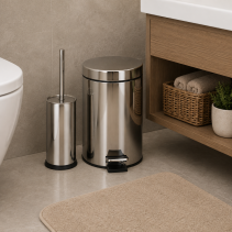 КОМПЛЕКТ КОШ 5Л + ЧЕТКА ЗА WC ИНОКС