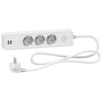 РАЗ-Л SCHNEIDER 3 ГН & 2 USB 1.5M БЯЛ